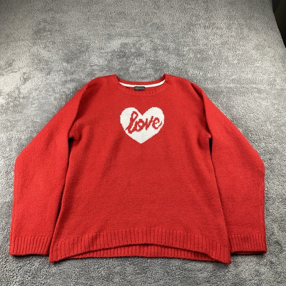 Vince Camuto Soft Knit Valentines Sweater Girls Youth XL 14/16 Red Long Sleeve